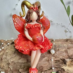 Handmade Aries Fairy Figurine – Flamehorn | Vintage Star Sign Gift